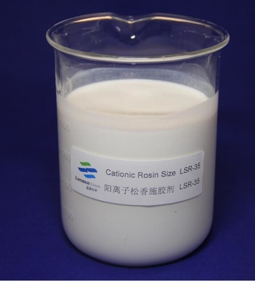 Émulsion blanche cationique stable pH 2-4 de contenu solide de la taille 35% de colophane écologique