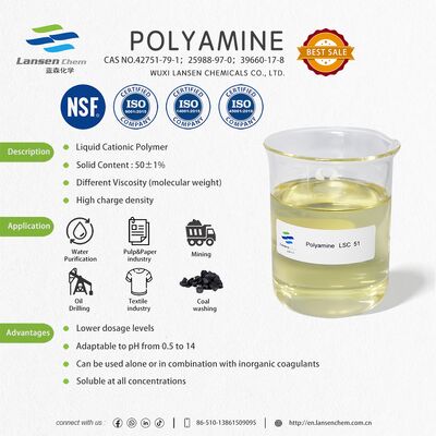 Polyamine Flocculant with 50% Solid Content for High Molecular Weight Water Clarification in Oil Field Wastewater Treatment